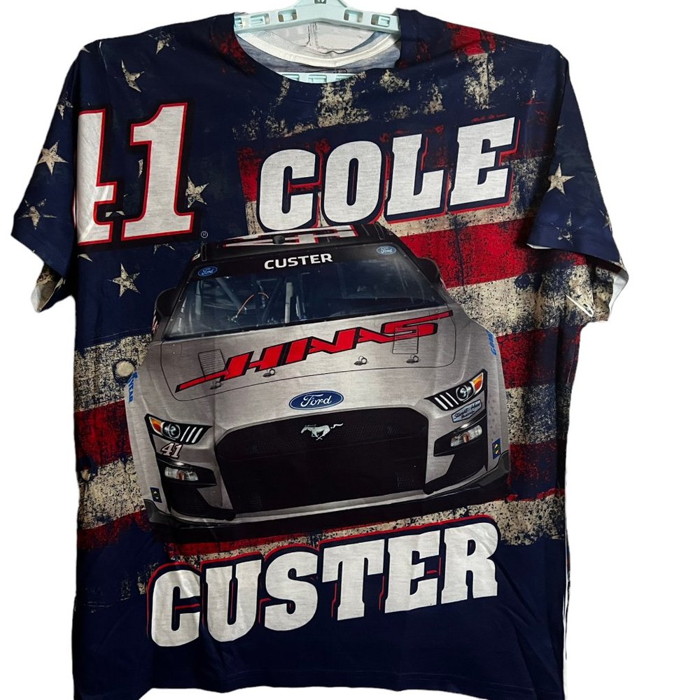 Cole Custer Stewart-Haas Racing Haas Tooling Patriotic Total Print T-Shirt XL